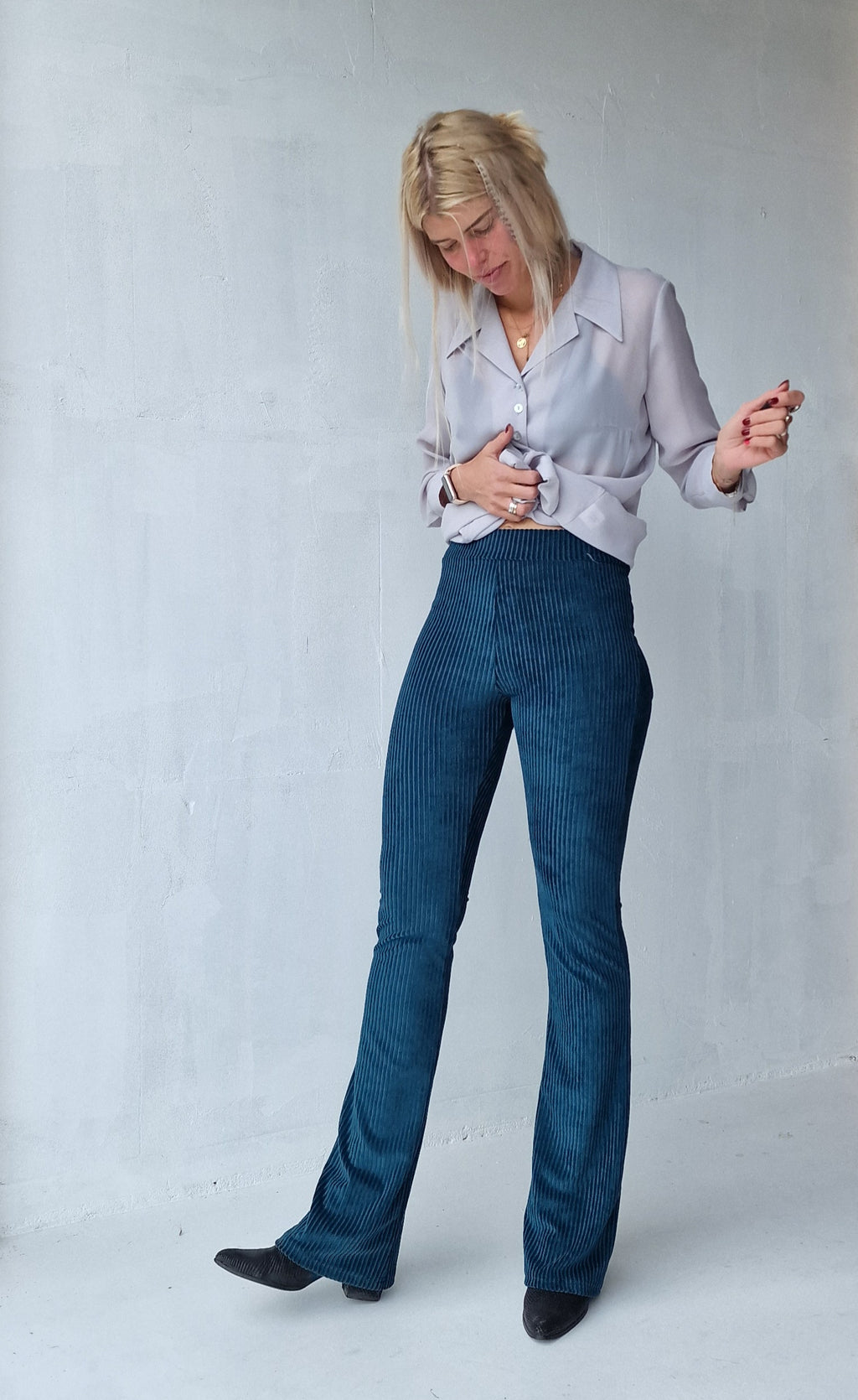 Extra lange flared pants | petrol | TALL | Lengtemaat 36