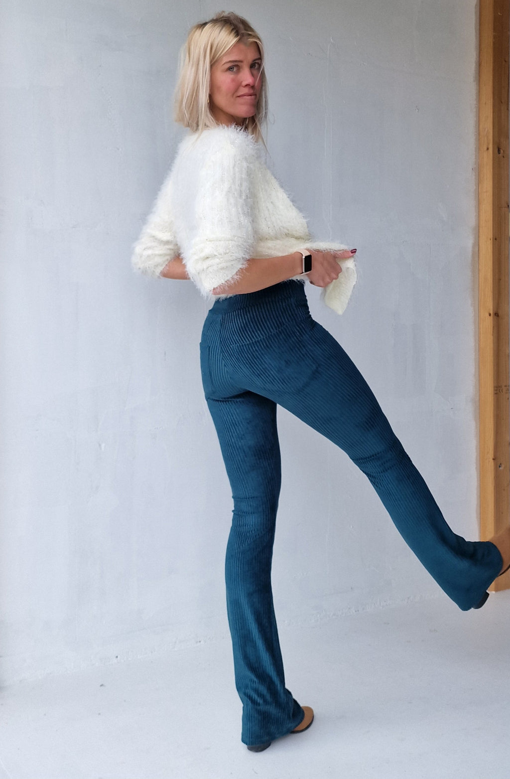 Extra lange flared pants | petrol | TALL | Lengtemaat 36