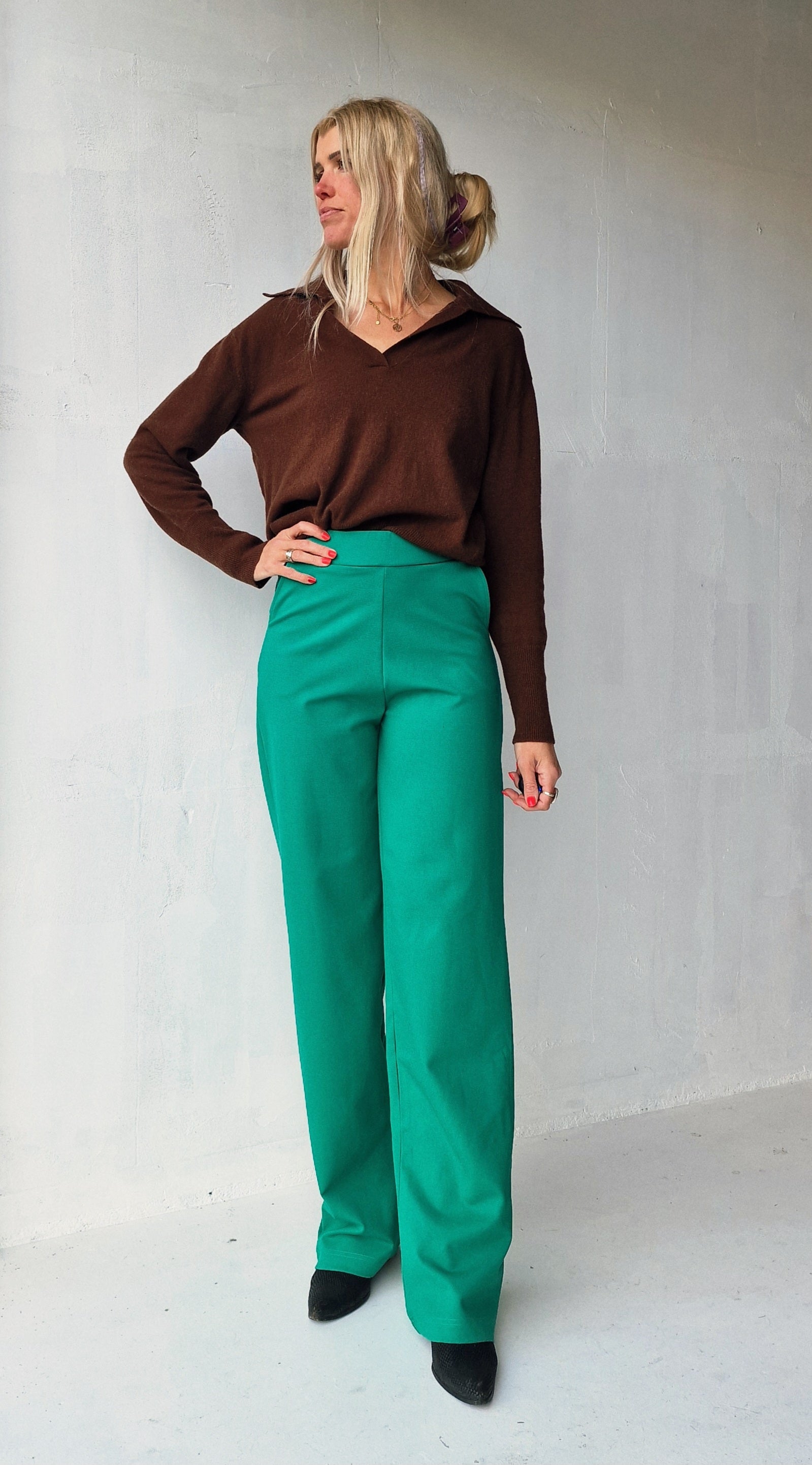 Extra lange wide leg | zeegroen | tall | lengte 34 & 36