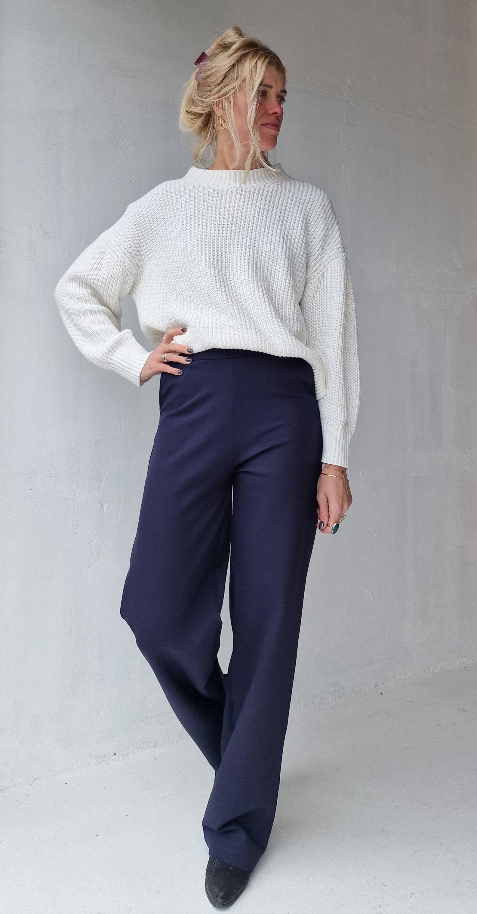 Extra lange wide leg | Marineblauw | tall | lengtemaat 36