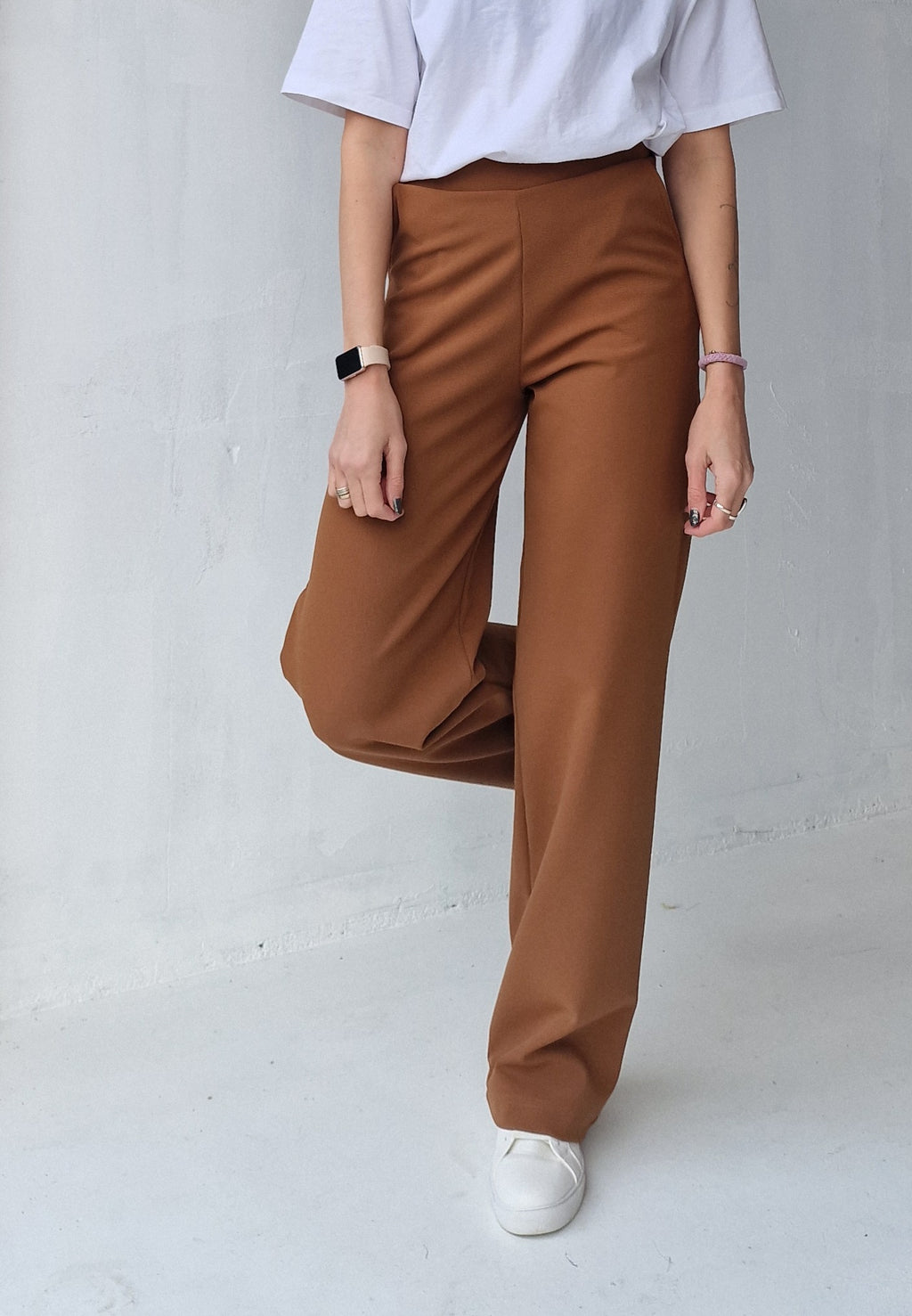 Extra lange wide leg | fleece camel brown | tall | lengtemaat 34 en 36