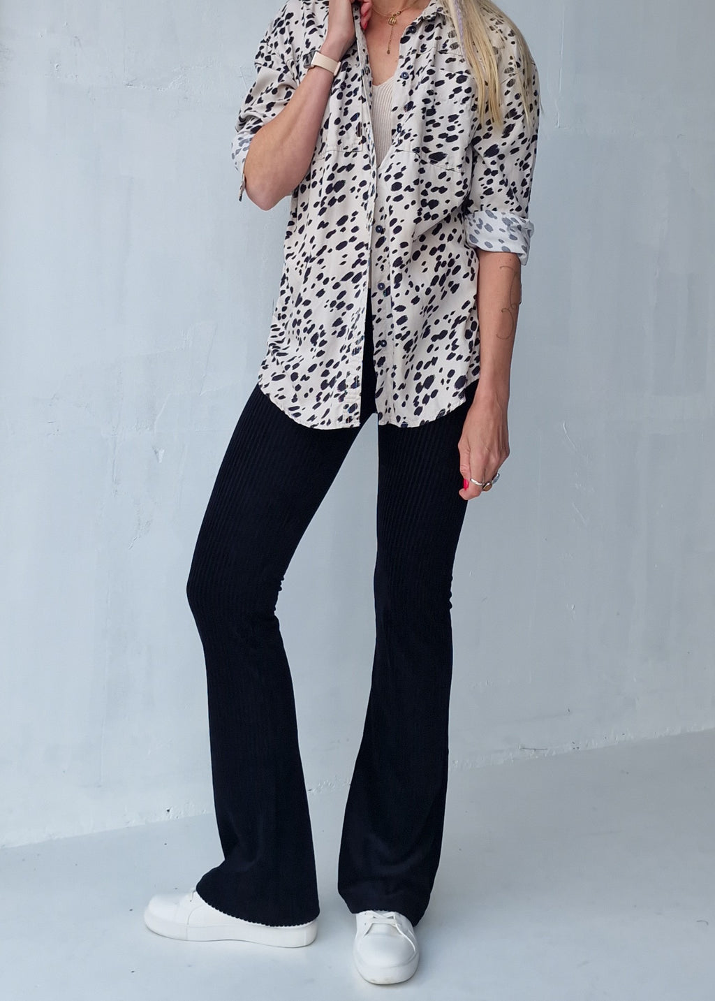 Flared | rib zwart | tall