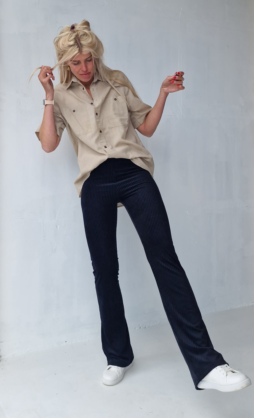 Flared | rib zwart | tall