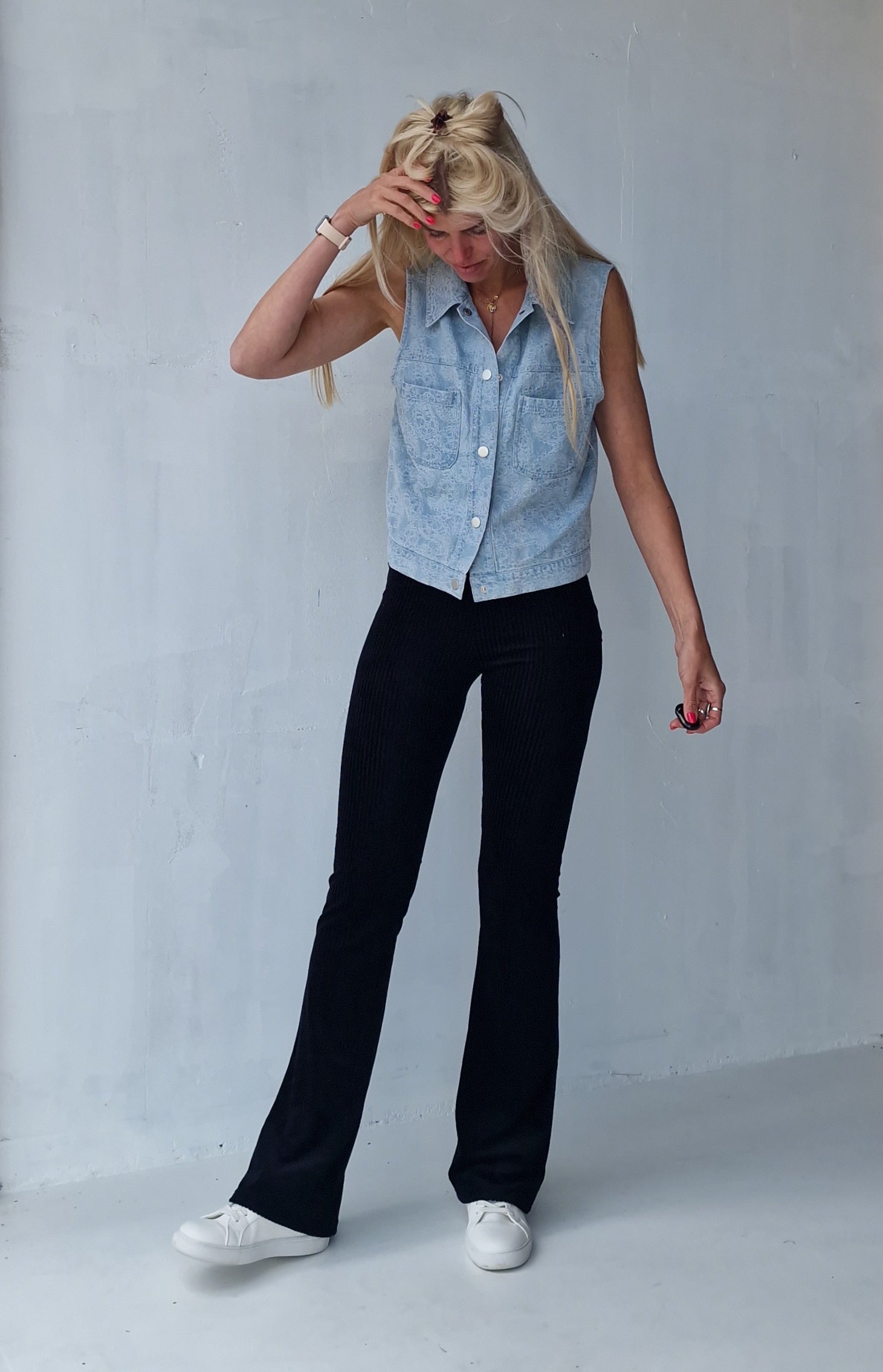 Flared | rib zwart | tall