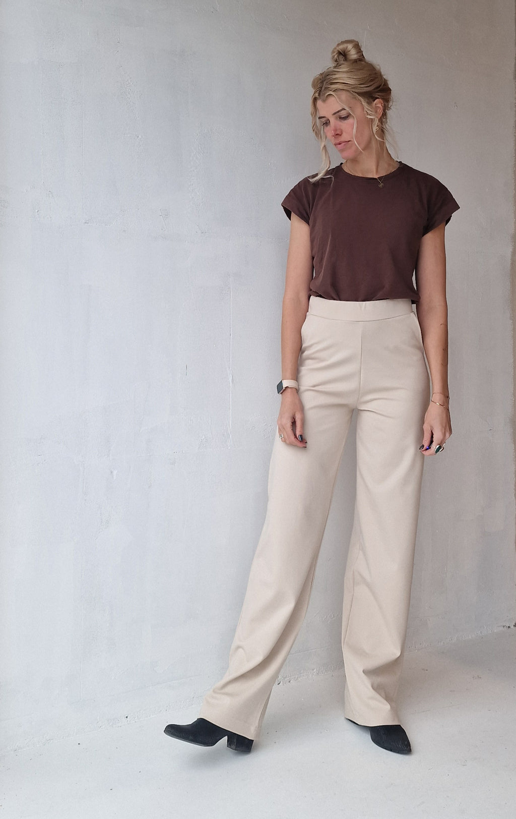 Extra lange wide leg | ecru | tall | lengtemaat 36