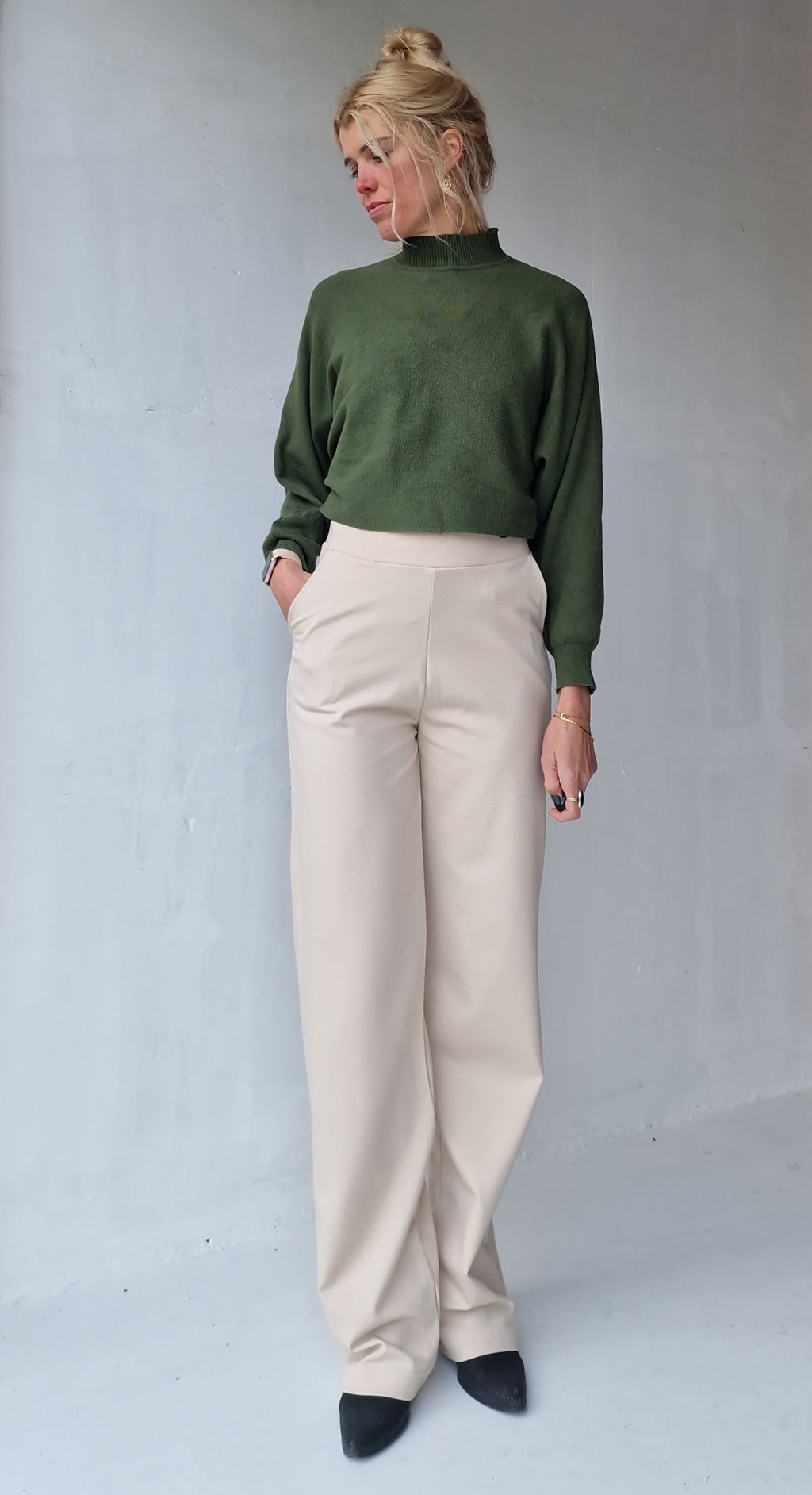 Extra lange wide leg | ecru | tall | lengtemaat 36