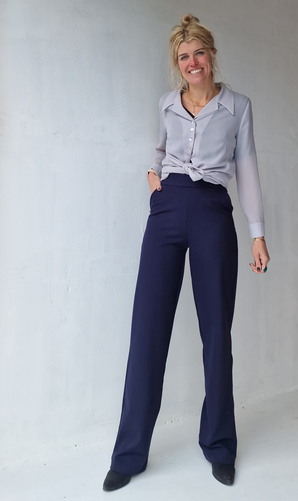 Extra lange wide leg | Marineblauw | tall | lengtemaat 36