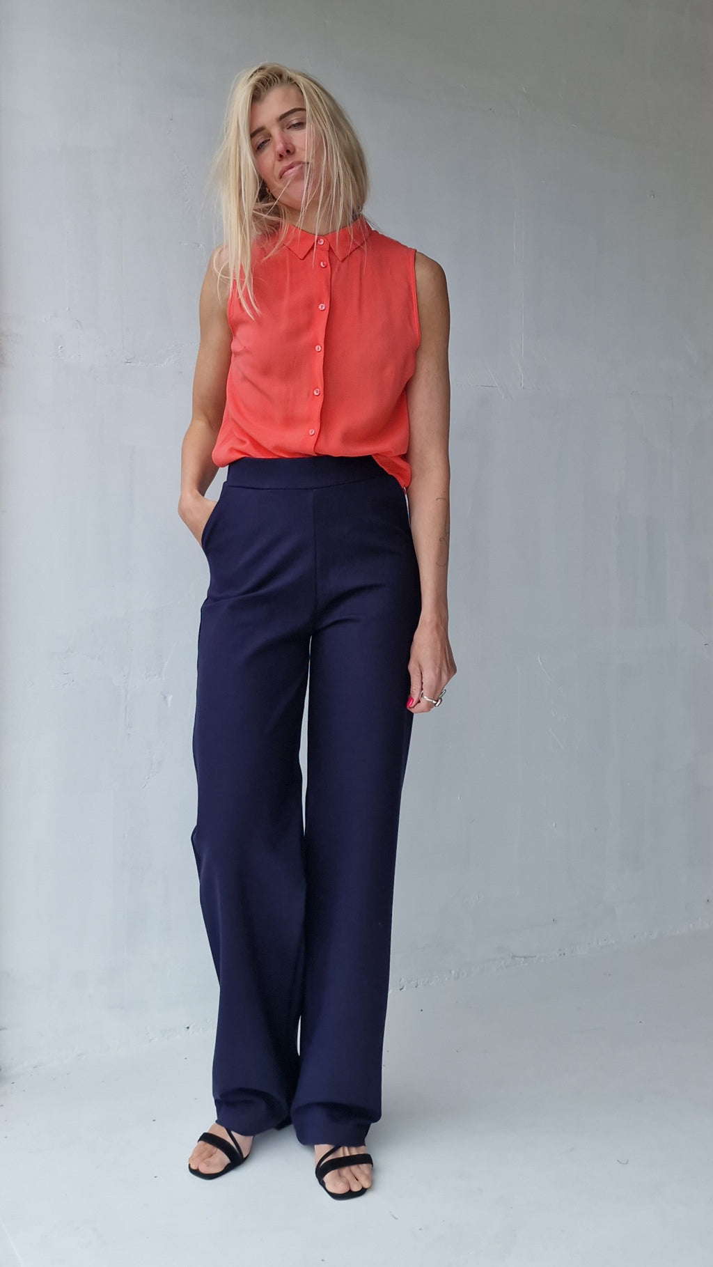Extra lange wide leg | Marineblauw | tall | lengtemaat 36