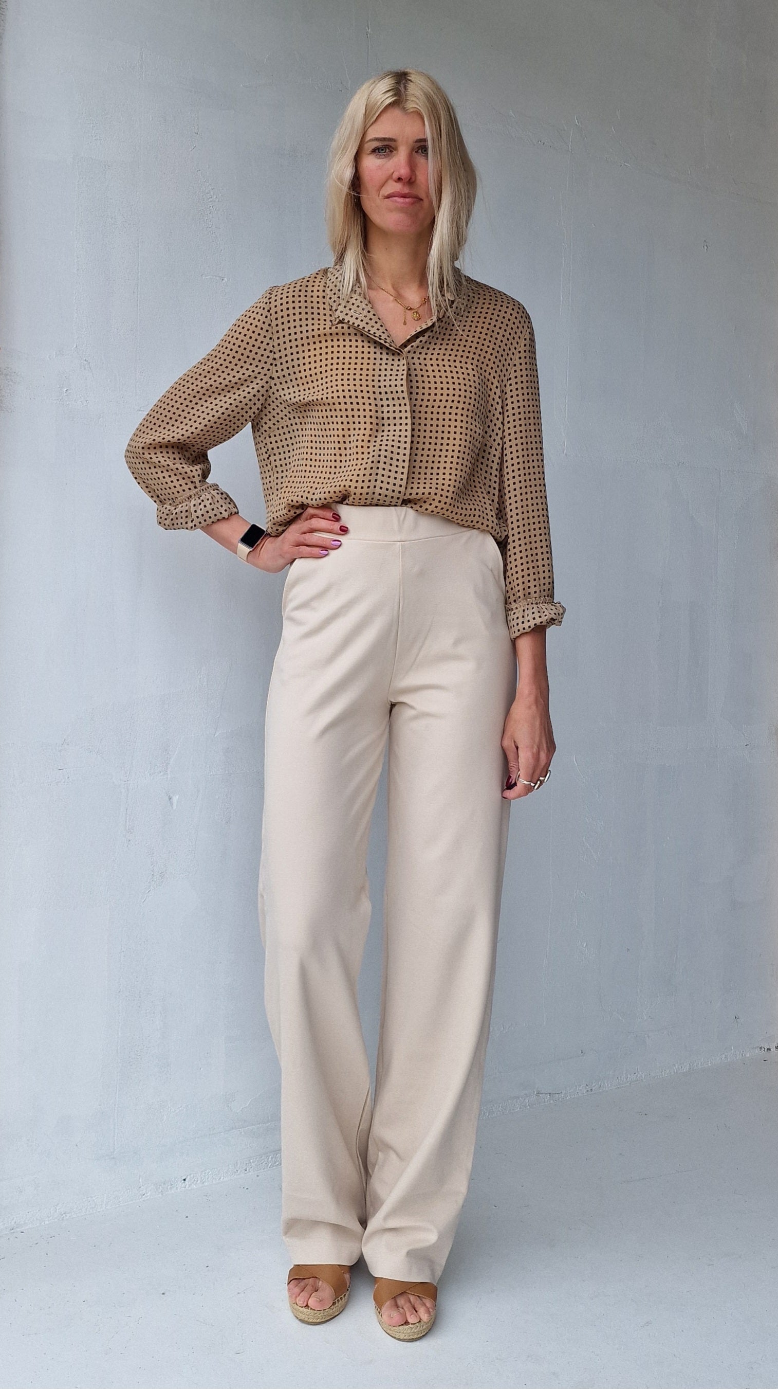 Extra lange wide leg | ecru | tall | lengtemaat 36