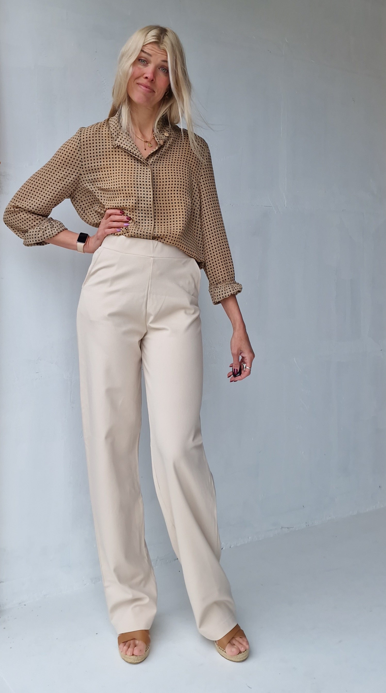 Extra lange wide leg | ecru | tall | lengtemaat 36