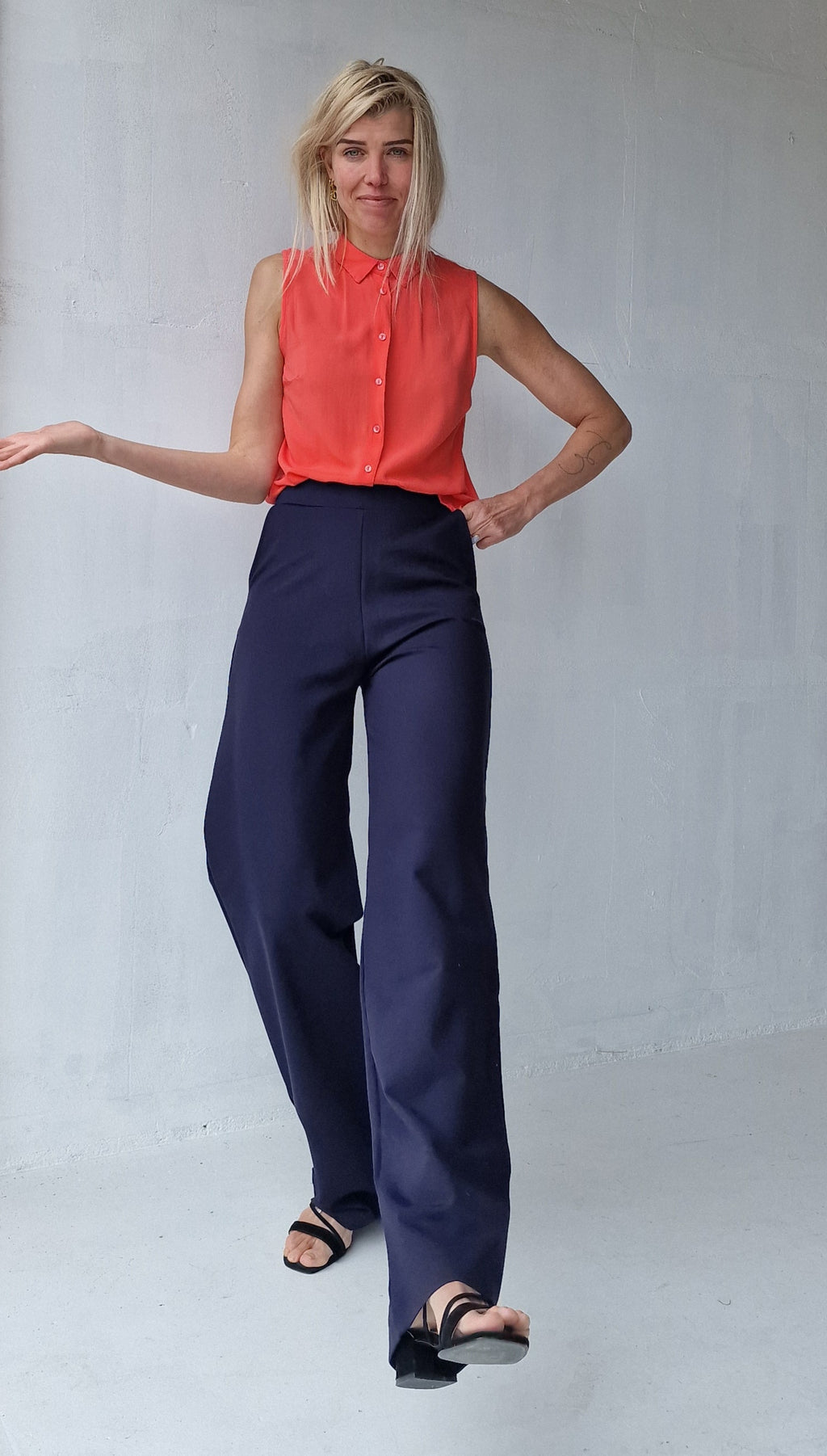 Extra lange wide leg | Marineblauw | tall | lengtemaat 36