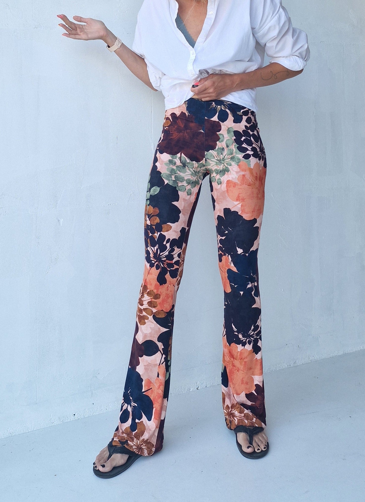 Flared botanic print viscose | tall | lengte 34 en 36 [PRE-ORDER]