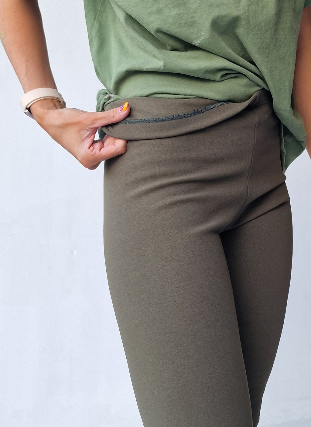 Legging olijf fleece | tall | lengte 34 en 36