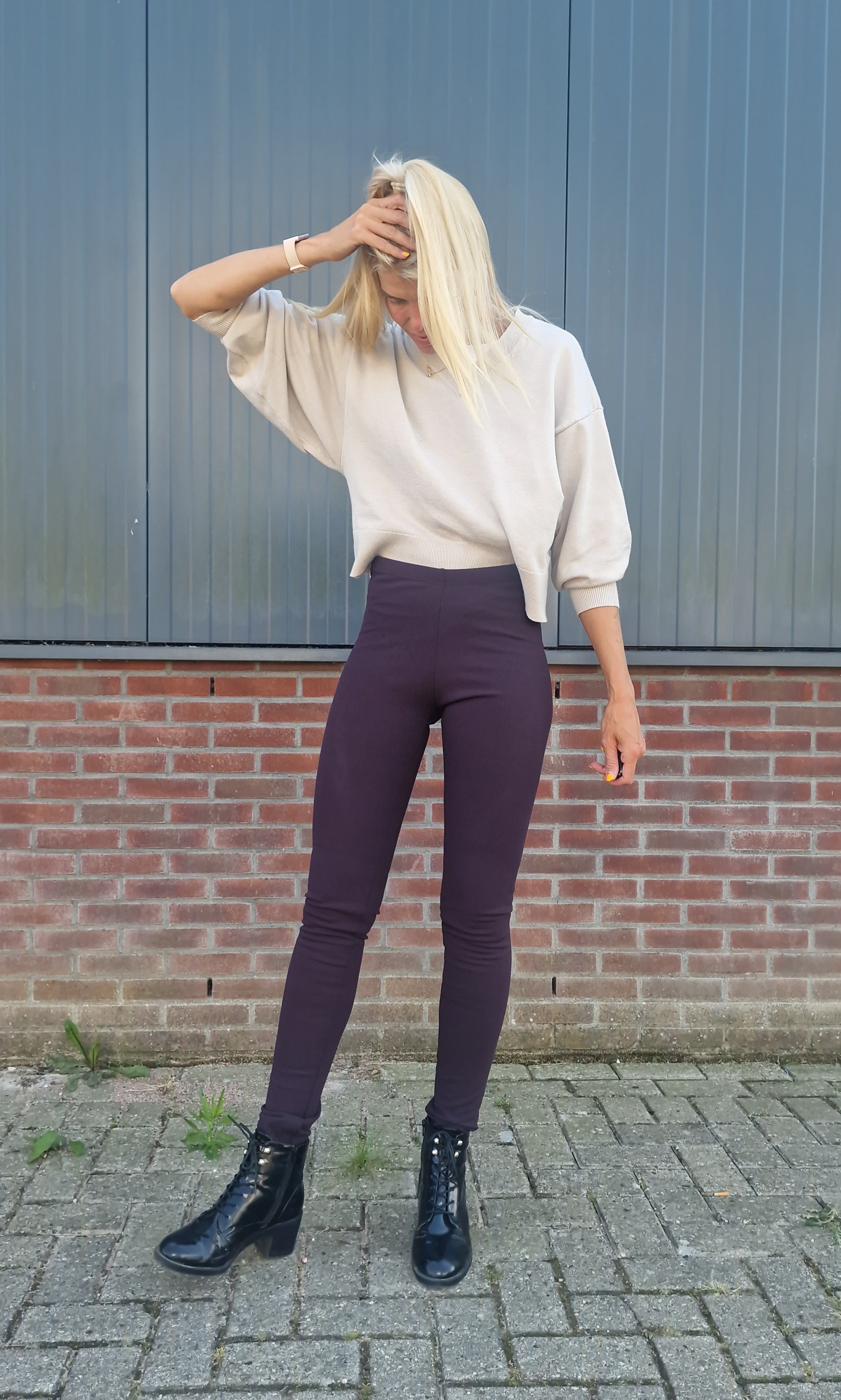Legging aubergine fleece | tall | lengte 34 en 36