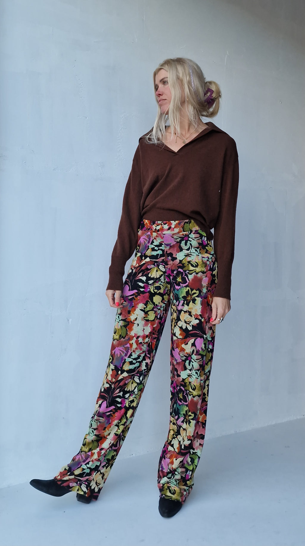 Extra lange wide leg | flowerprint | tall | lengtemaat 36