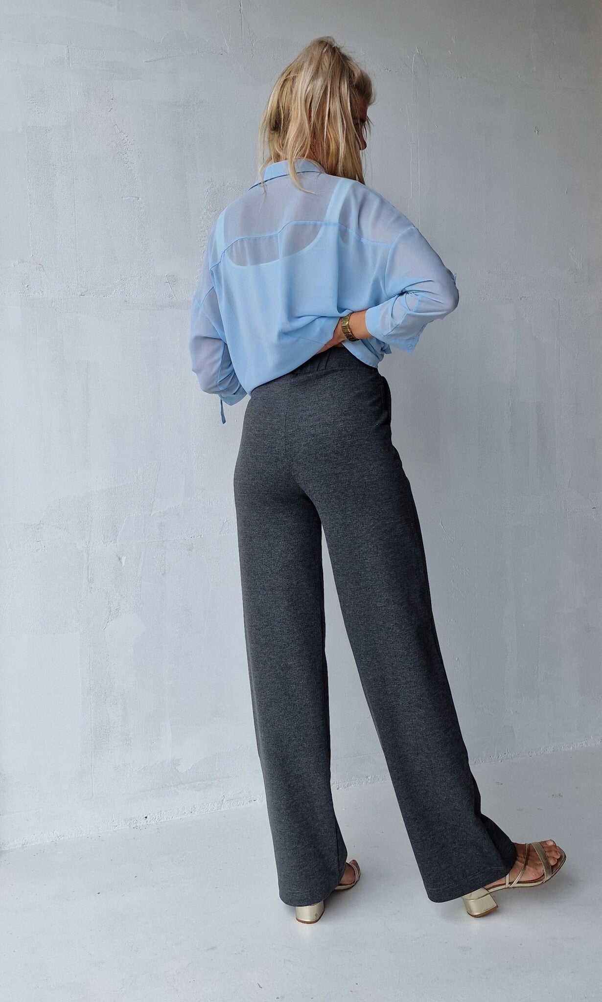 Extra lange wide leg | donkergrijs | tall | lengtemaat 36