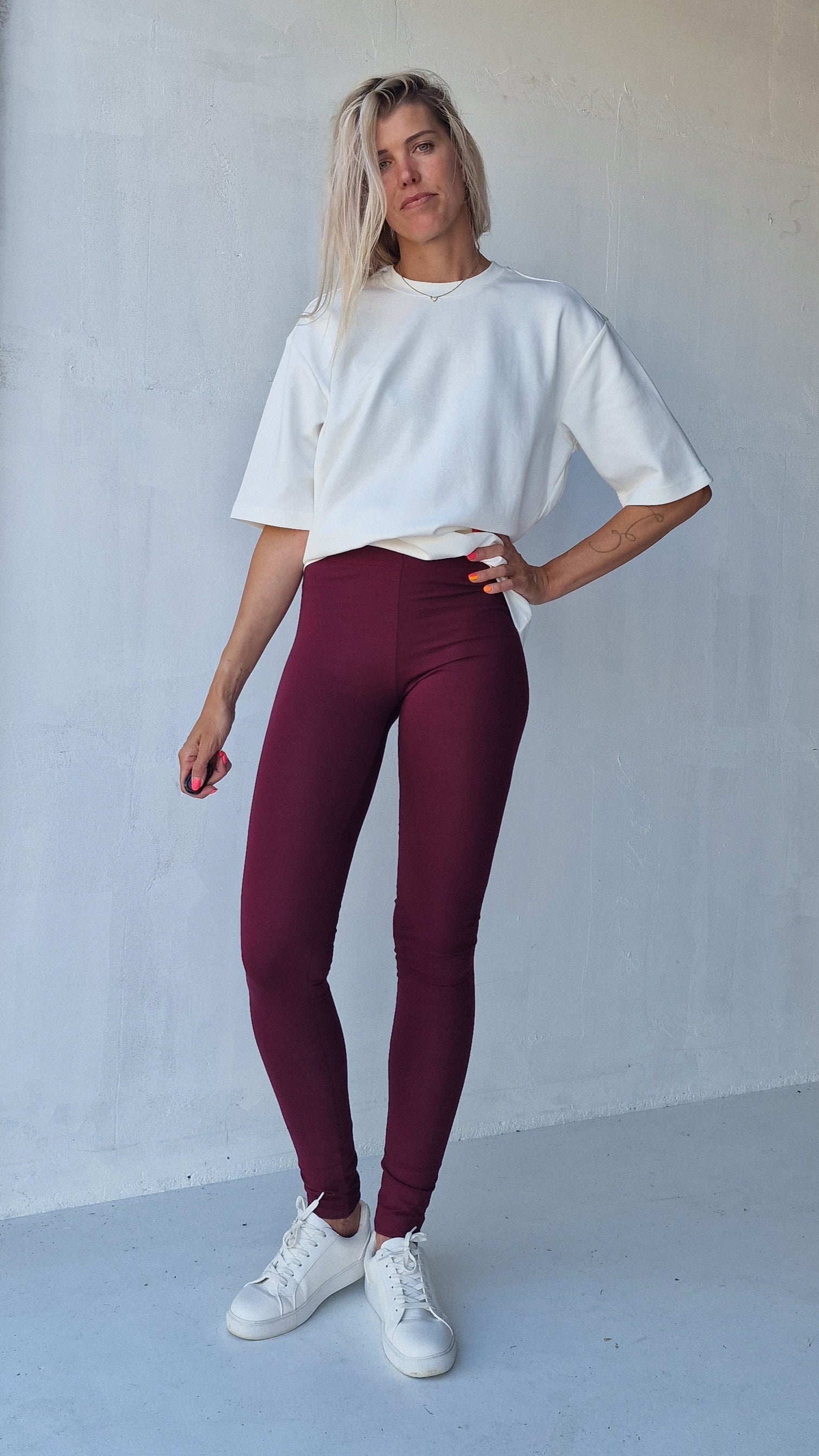 Extra lange legging bordeaux rood | tall | lengte 34 en 36 [PRE-ORDER]