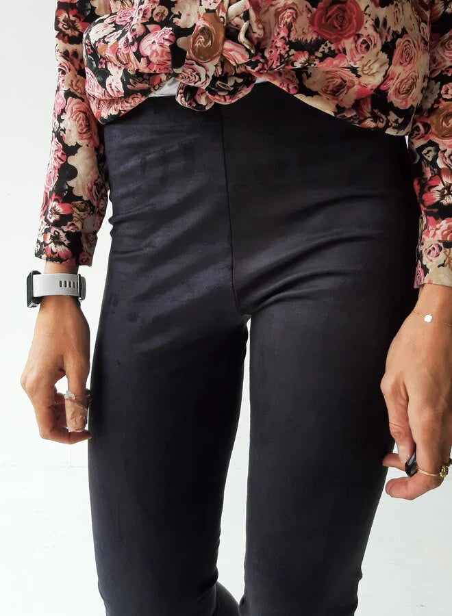 Extra lange legging suedelook zwart |tall | lengtemaat 32, 34 en 36