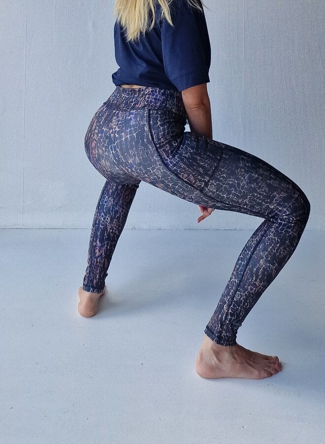Extra lange sportlegging | steekzak & koordje | giraf /croco print | tall | lengtemaat 32, 34 en 36