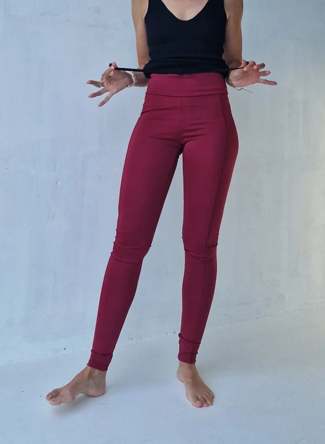 Extra lange sportlegging | steekzak & koordje | wijnrood | tall | lengtemaat 32, 34 en 36