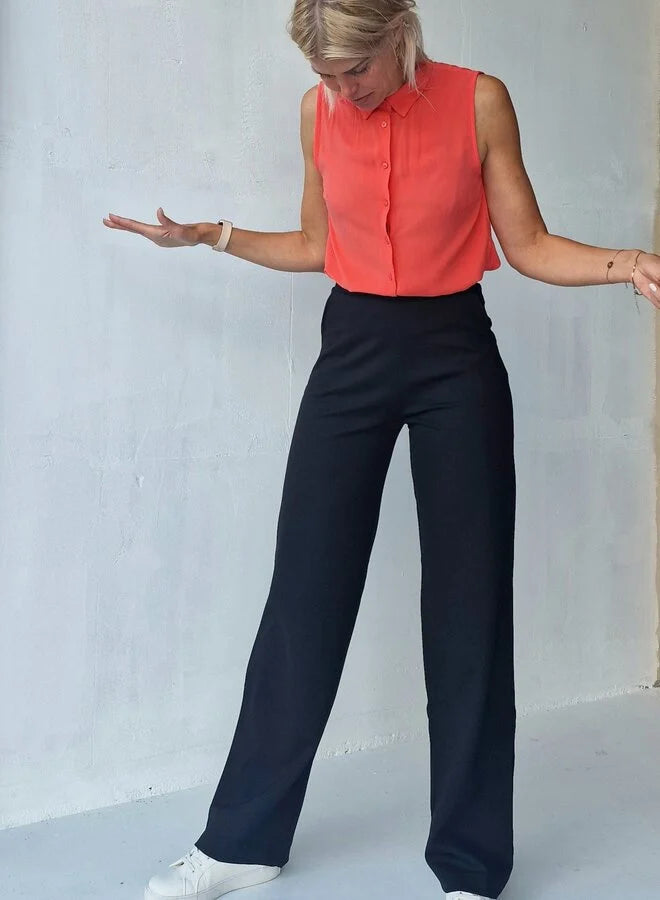 Extra lange wide leg | zwart & zacht | tall | lengtemaat 36