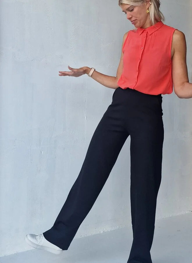 Extra lange wide leg | zwart & zacht | tall | lengtemaat 36