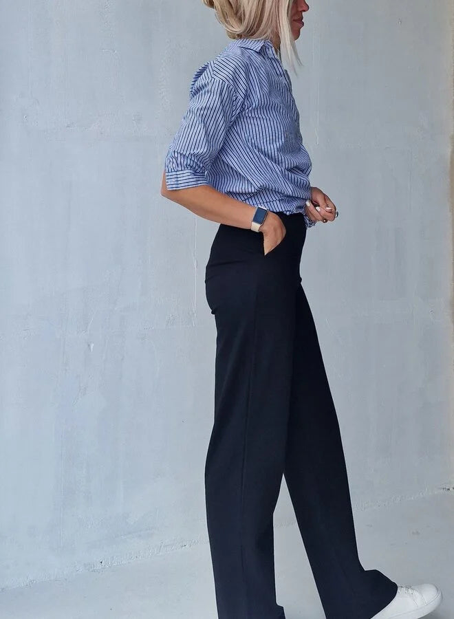 Extra lange wide leg | zwart & zacht | tall | lengtemaat 36