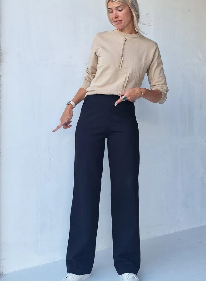 Extra lange wide leg | zwart & zacht | tall | lengtemaat 36