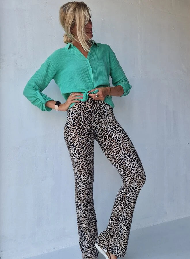 Flared pants | leopardprint | tall | lengtemaat 32, 34, 36