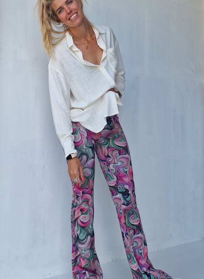 Flared pants | pink print | tall | length 36