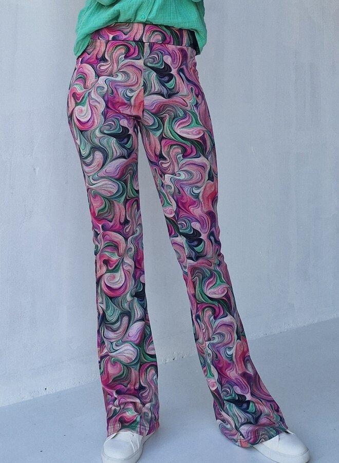 Flared pants | pink print | tall | length 36