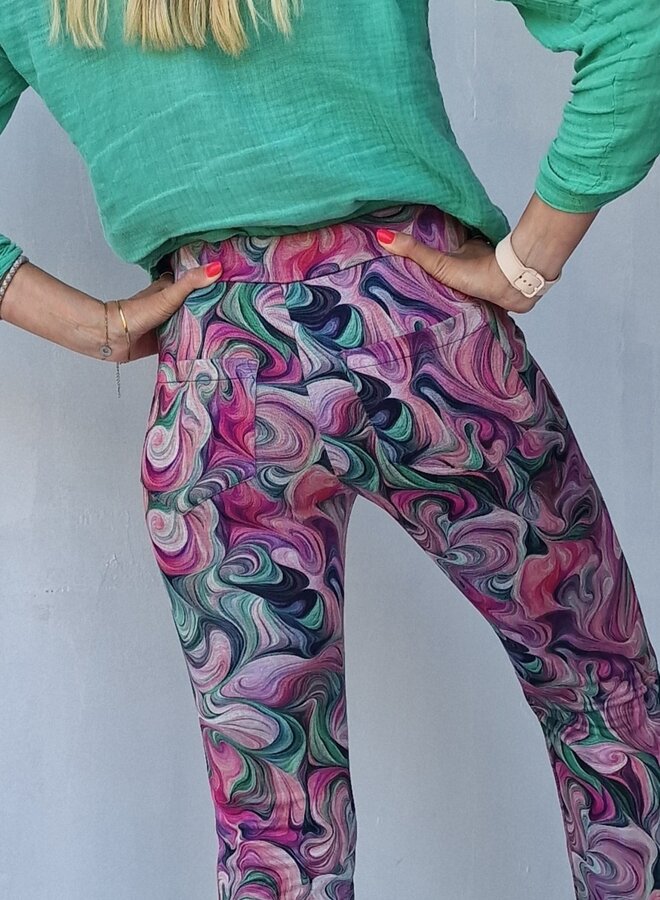 Flared pants | pink print | tall | length 36