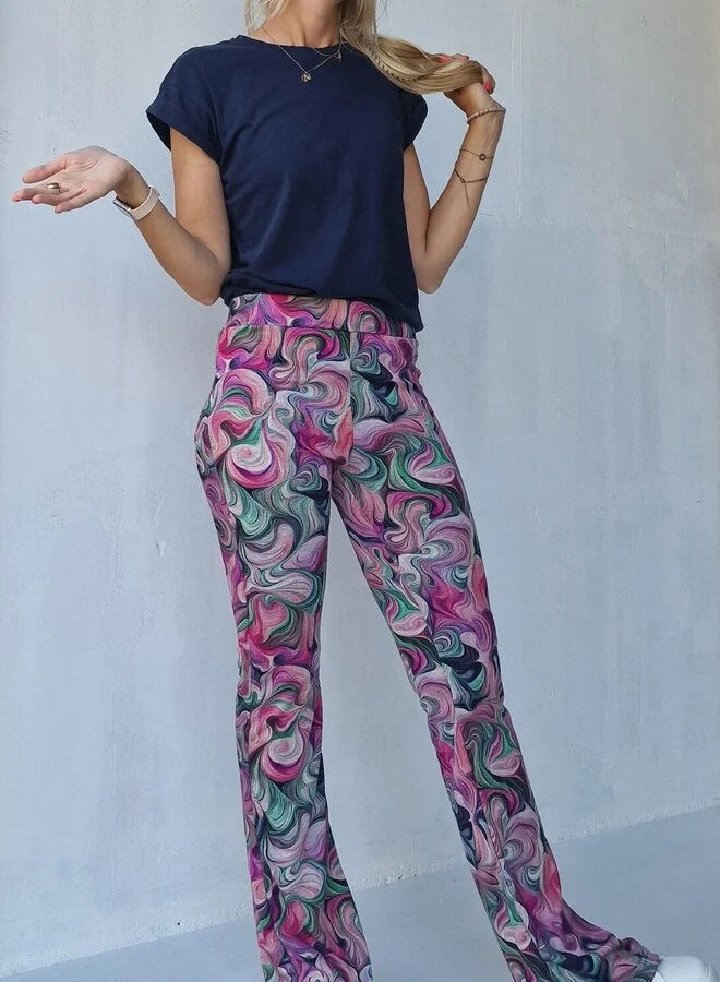 Flared pants | pink print | tall | length 36