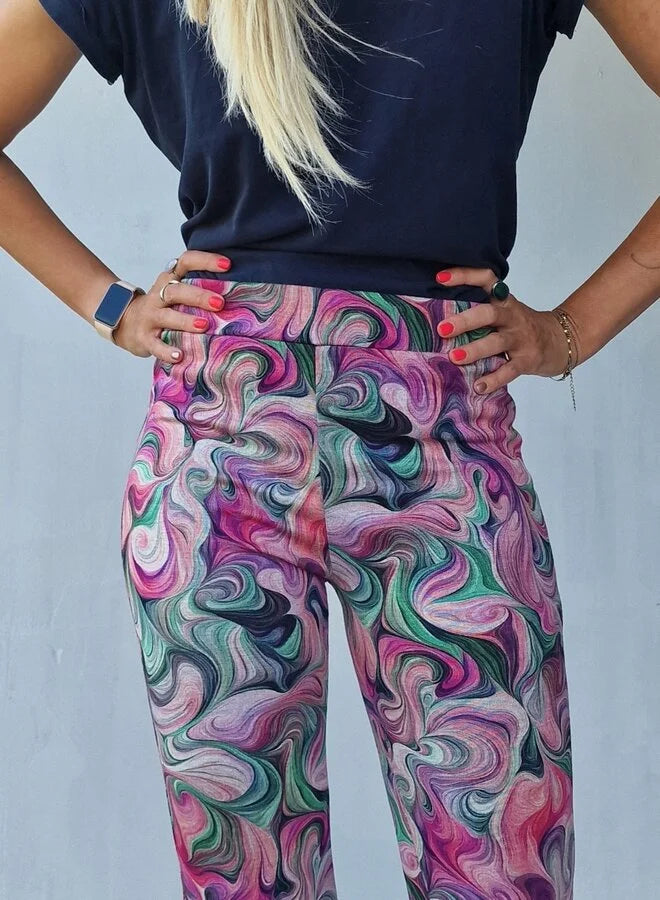 Flared pants | pink print | tall | length 36