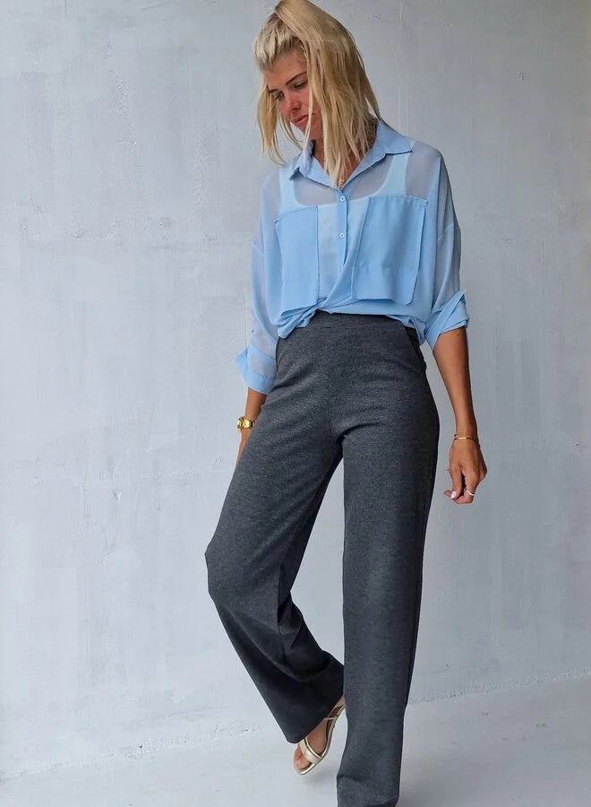 Extra lange wide leg | donkergrijs | tall | lengtemaat 36