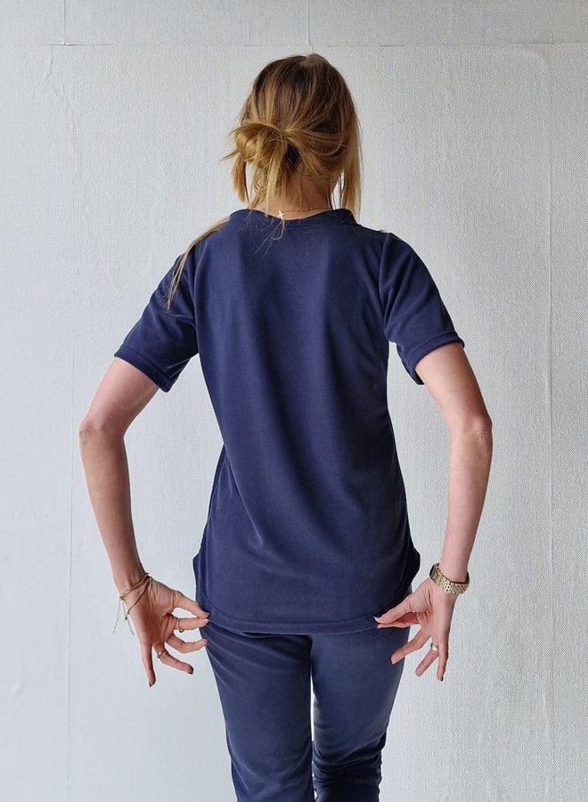 V-hals shirt Charlie | modal donkerblauw