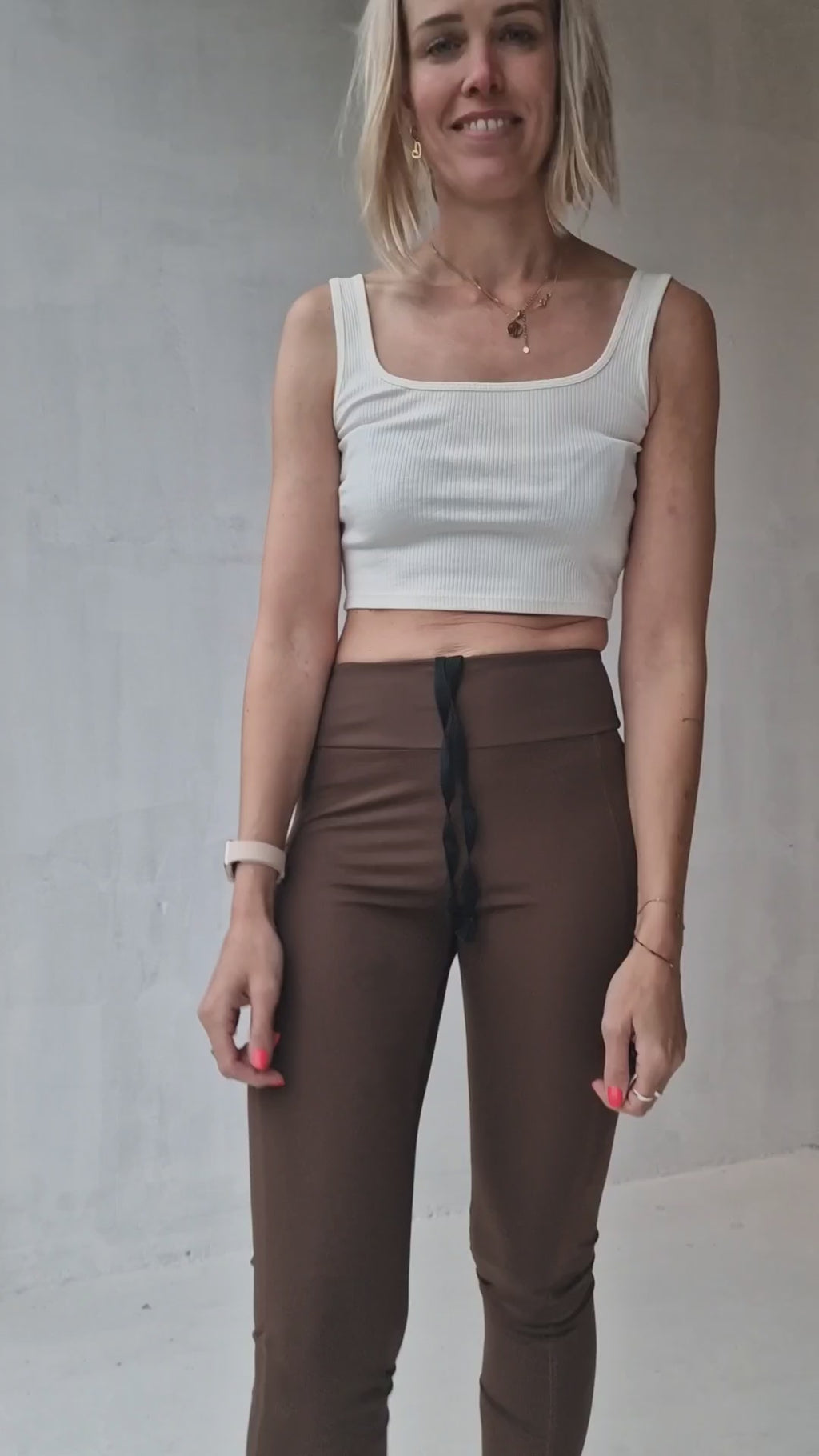 Extra lange sportlegging | steekzak & koordje | bruin | tall | lengtemaat 36