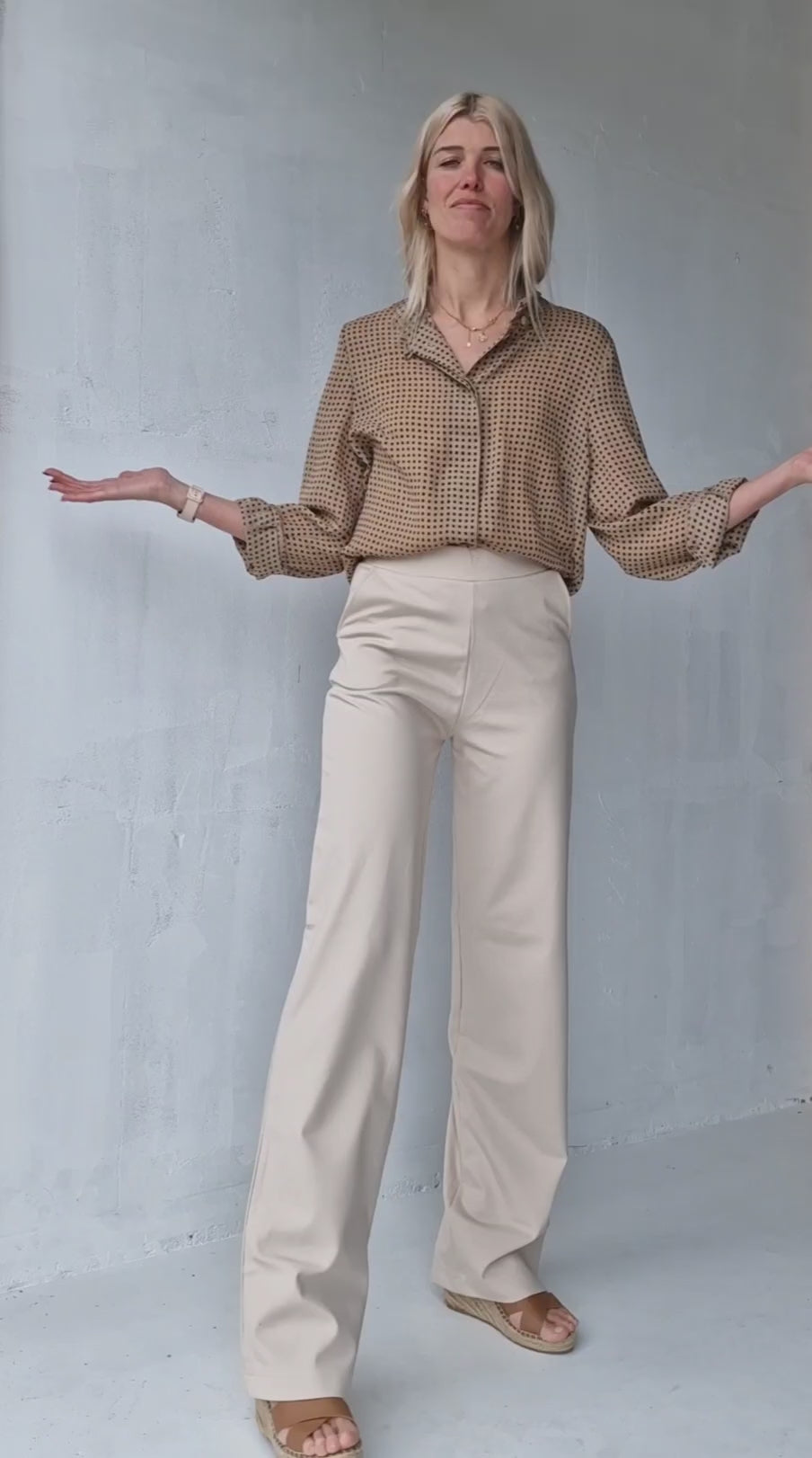 Extra lange wide leg | ecru | tall | lengtemaat 36