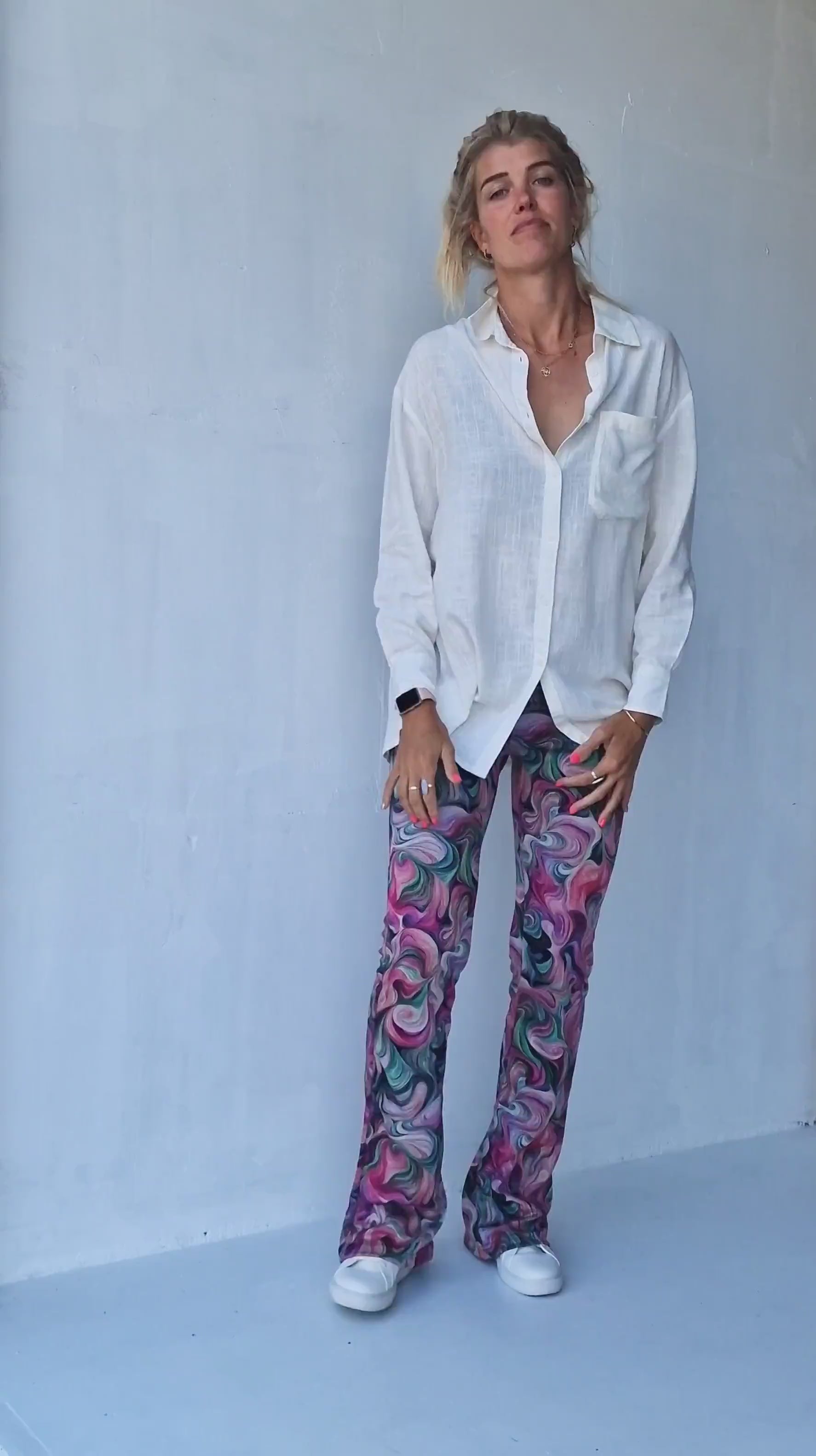 Flared pants | pink print | tall | length 36