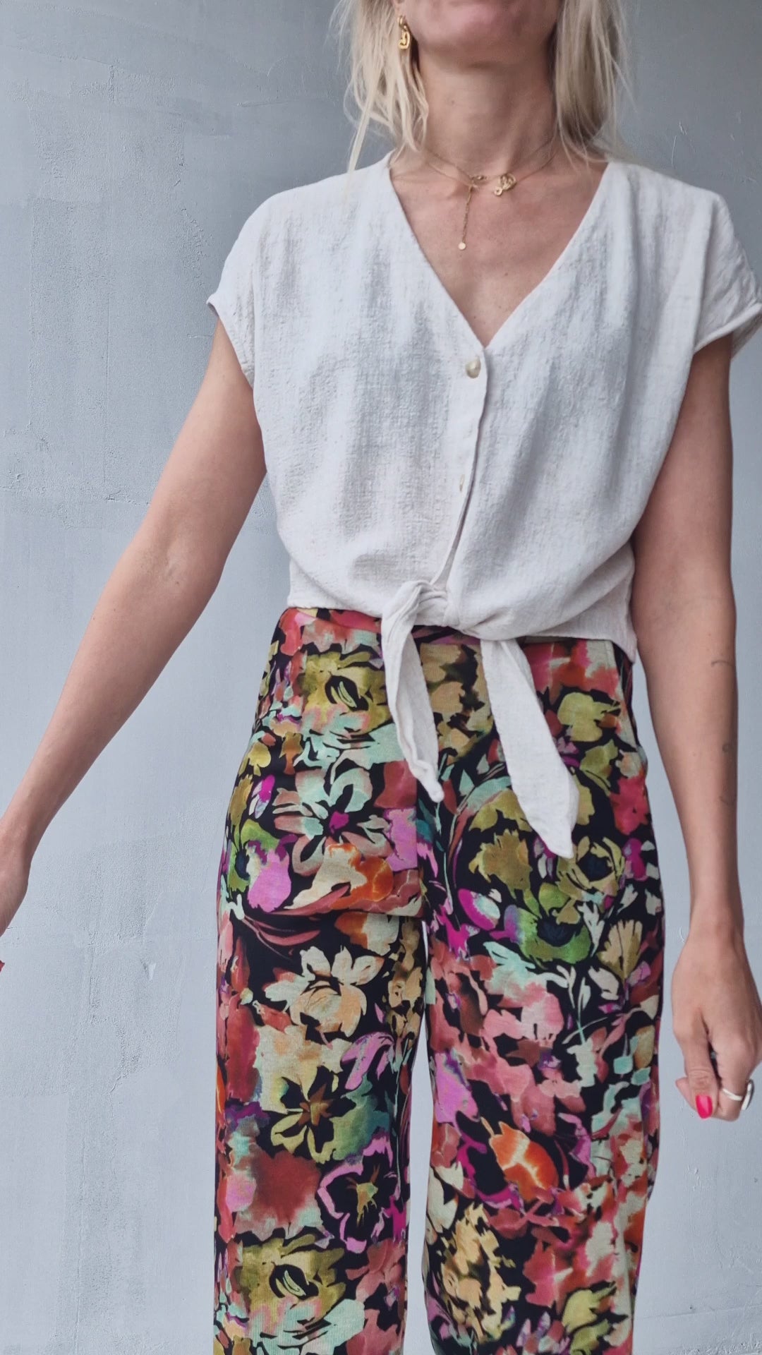Extra lange wide leg | flowers/black | tall | lengte 36