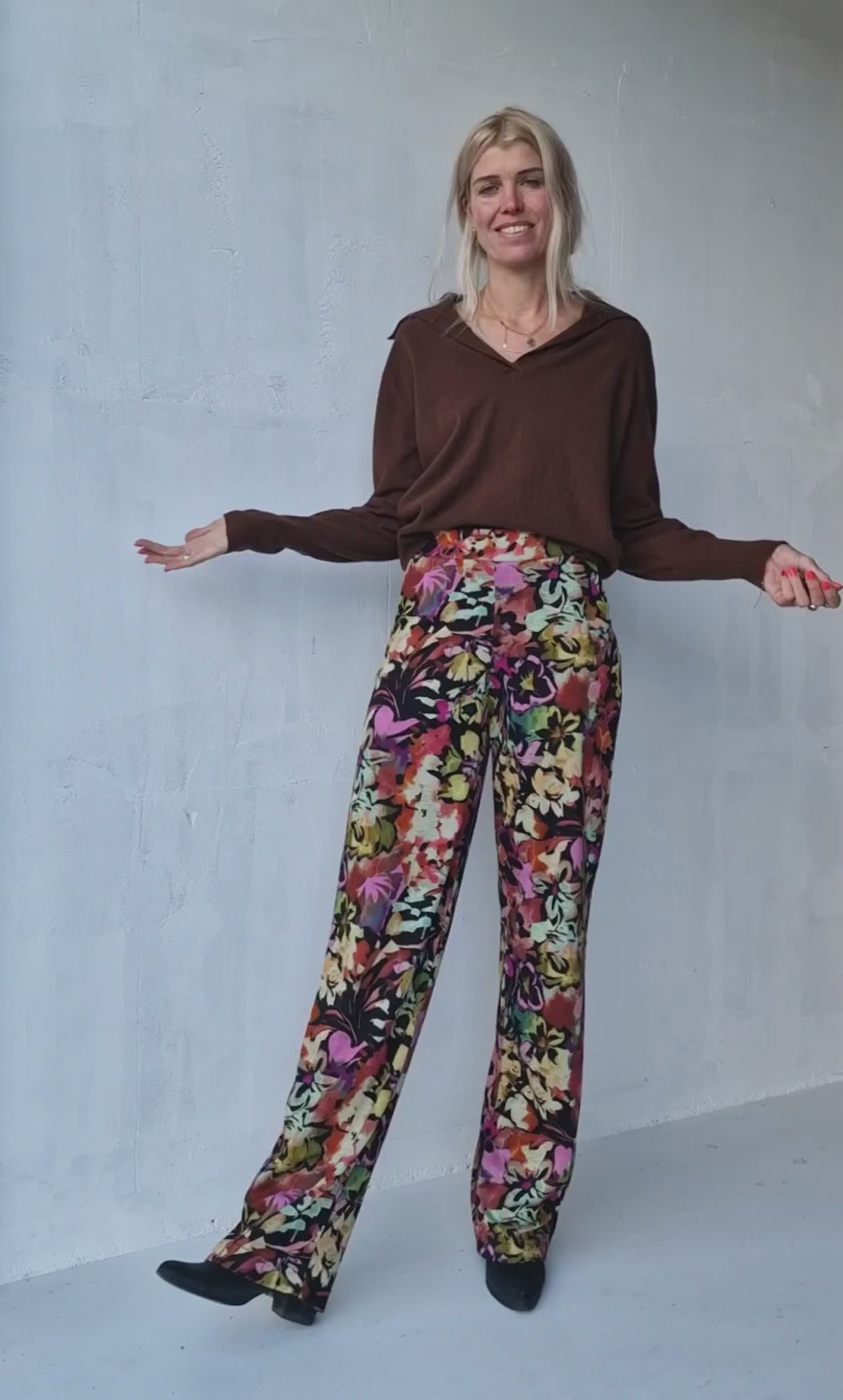 Extra lange wide leg | flowerprint | tall | lengtemaat 36