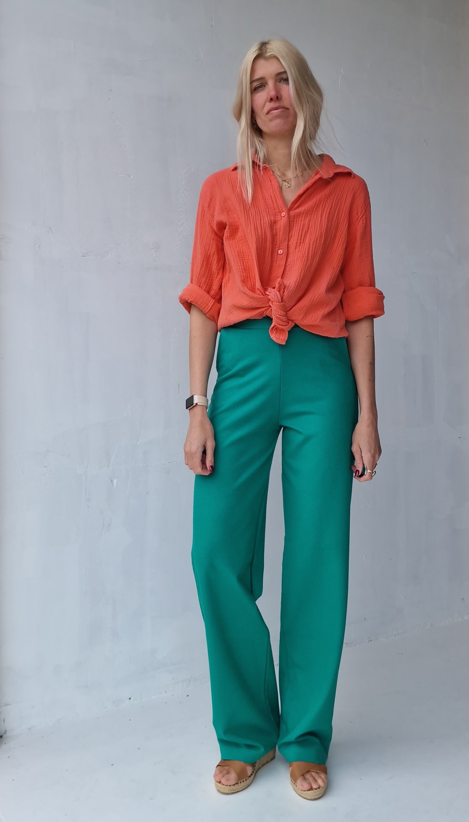 Extra lange wide leg | zeegroen | tall | lengtemaat 36