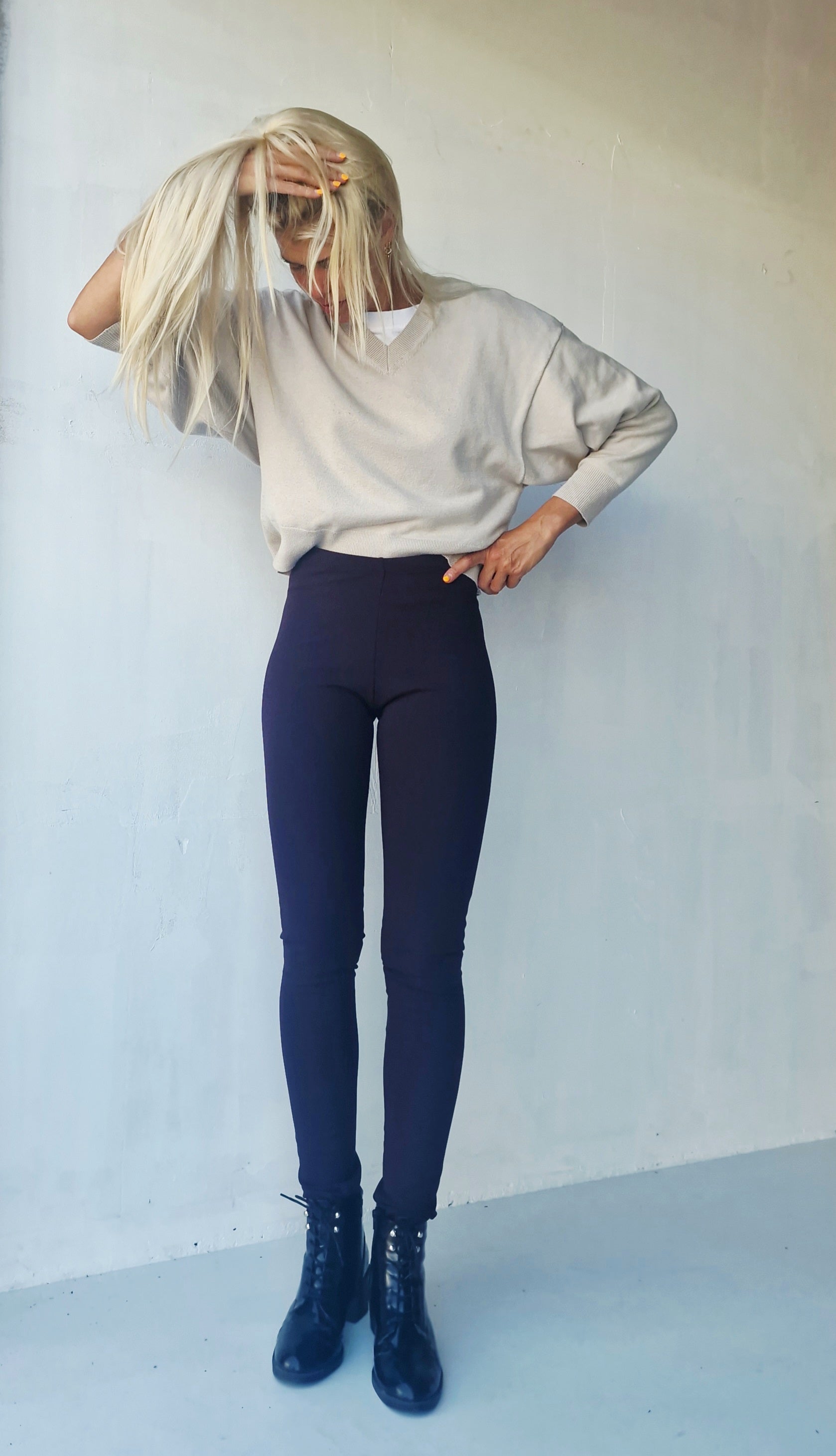 Legging aubergine fleece | tall | lengte 34 en 36