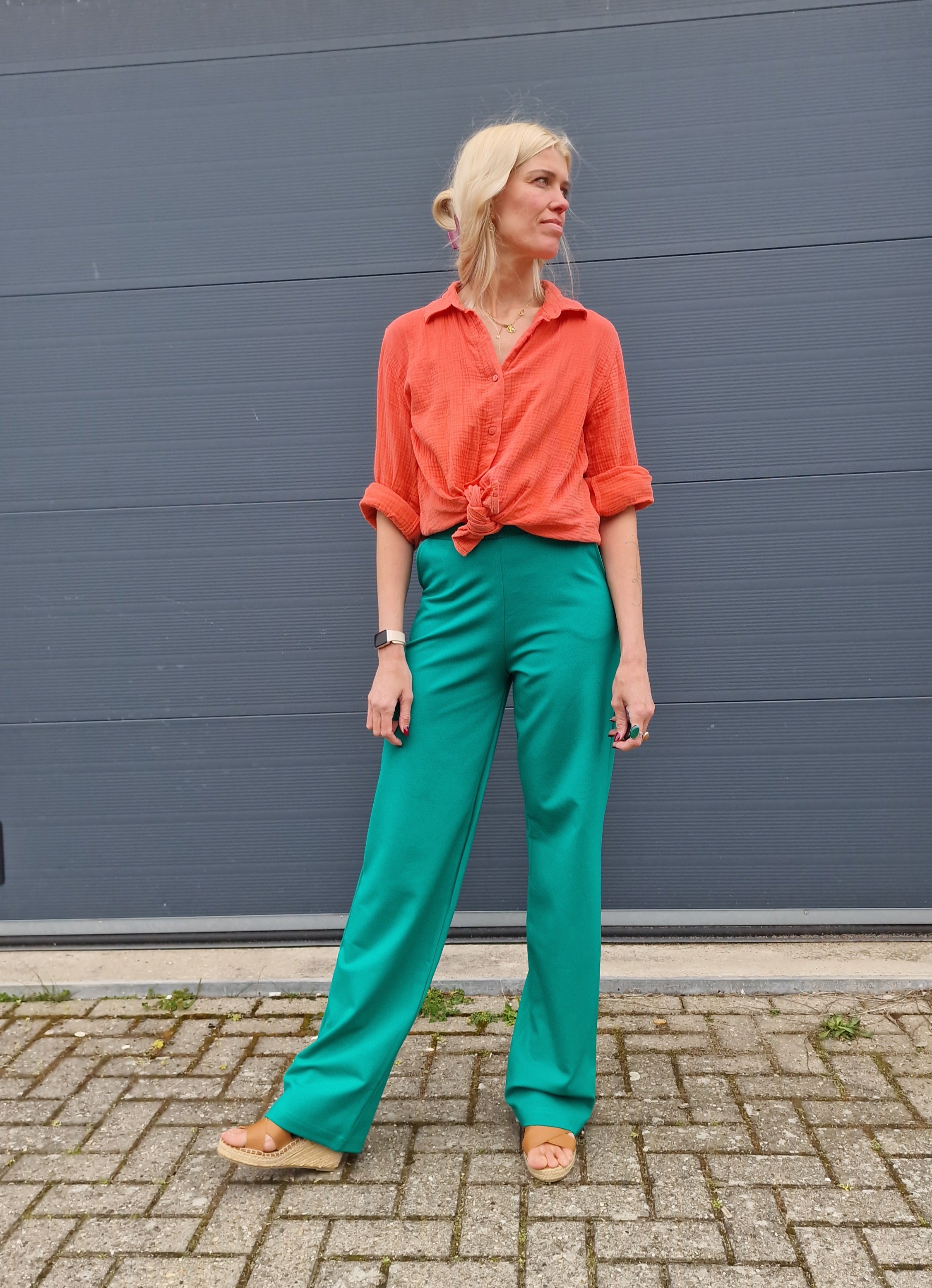 Extra lange wide leg | zeegroen | tall | lengte 34 & 36