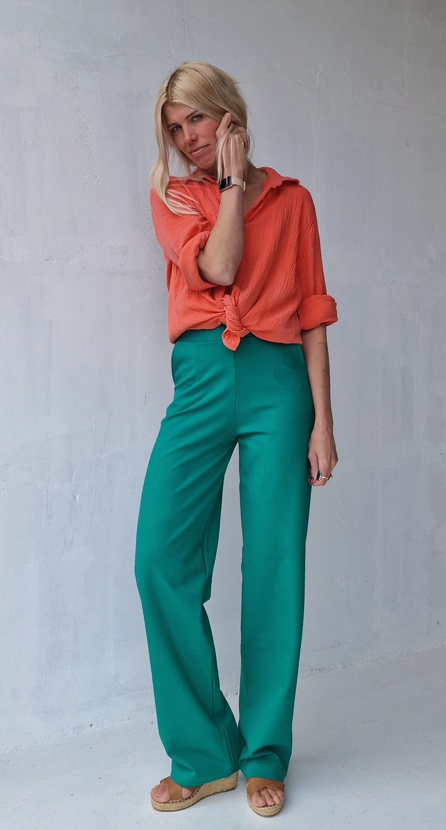 Extra lange wide leg | zeegroen | tall | lengtemaat 36