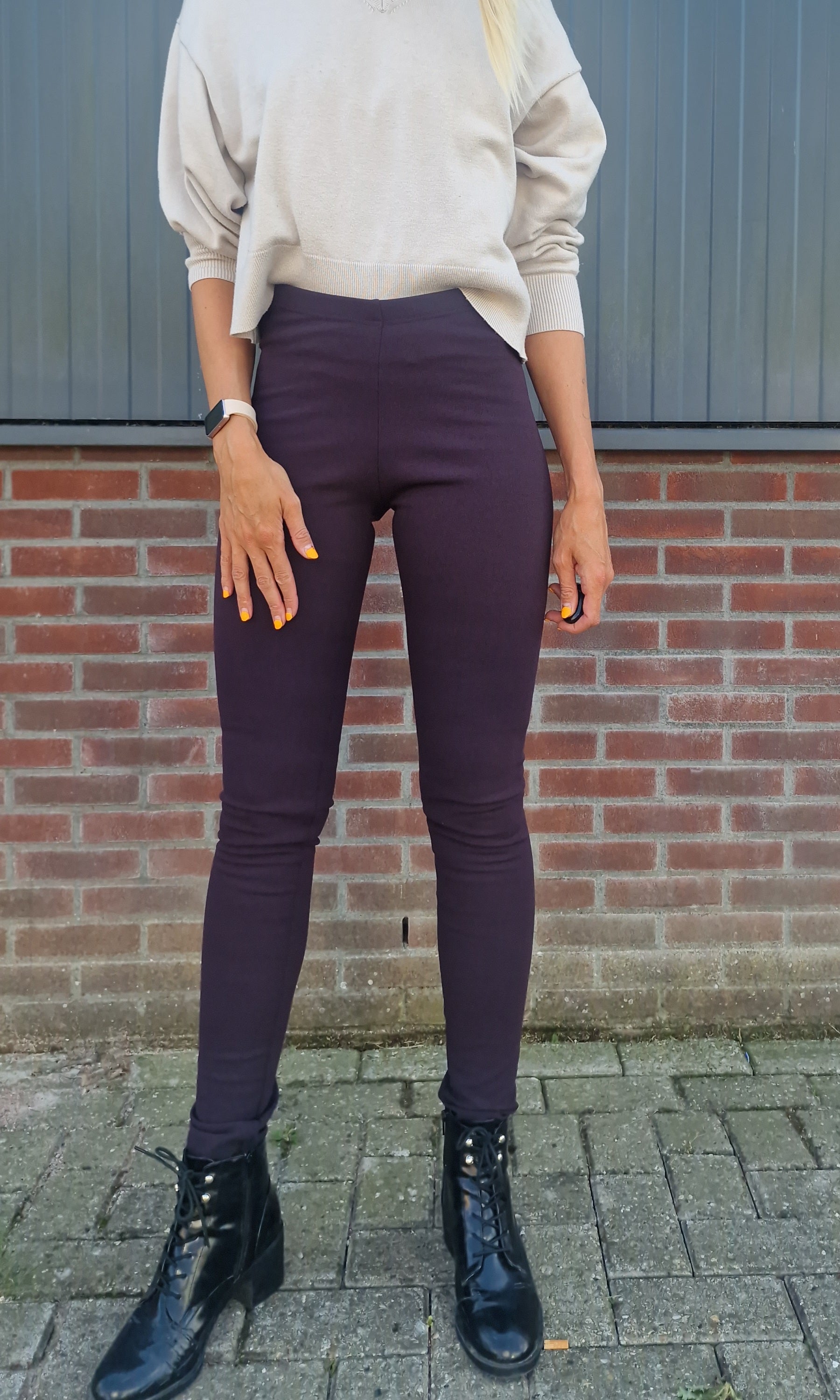 Legging aubergine fleece | tall | lengte 34 en 36