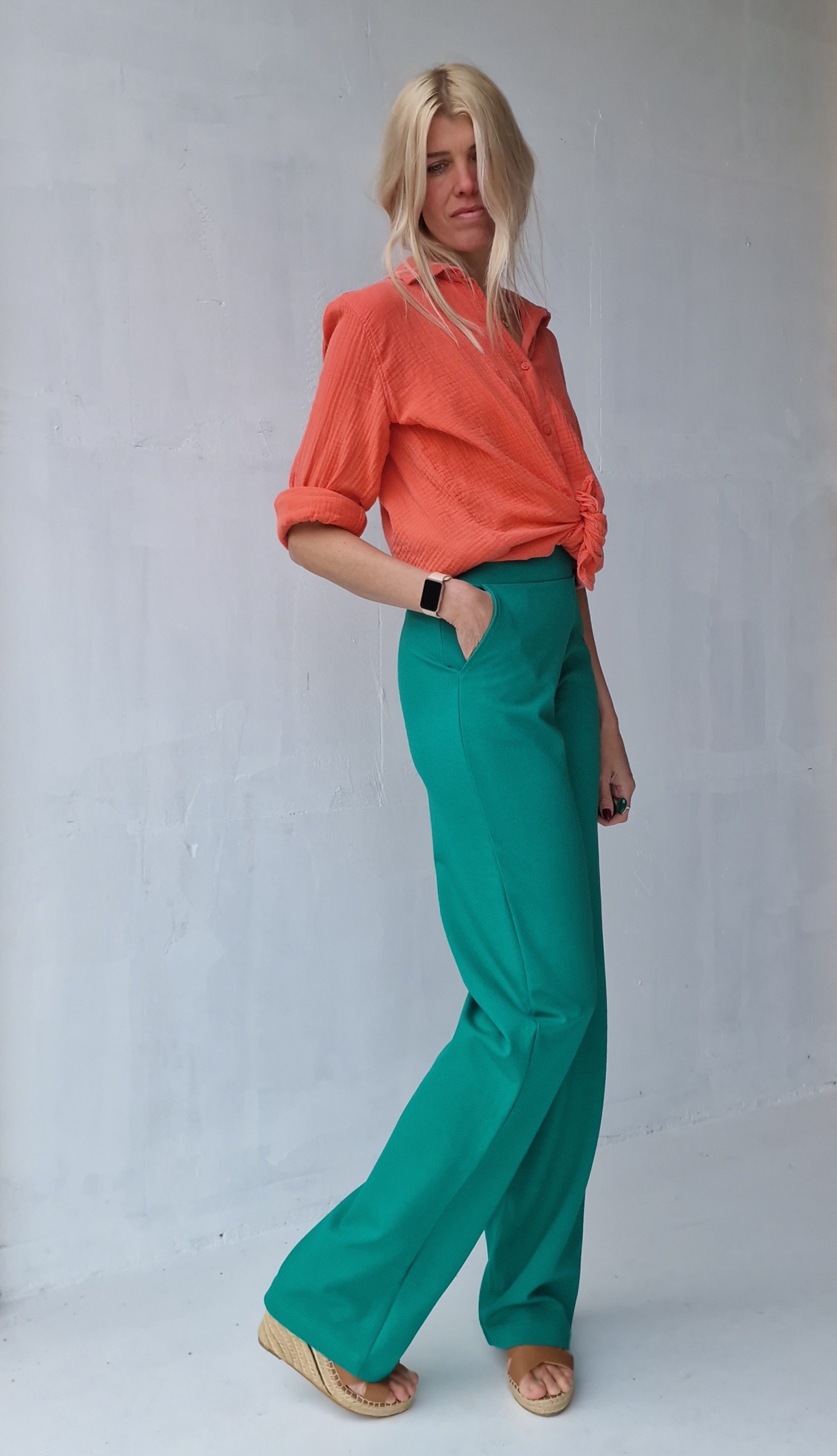 Extra lange wide leg | zeegroen | tall | lengtemaat 36