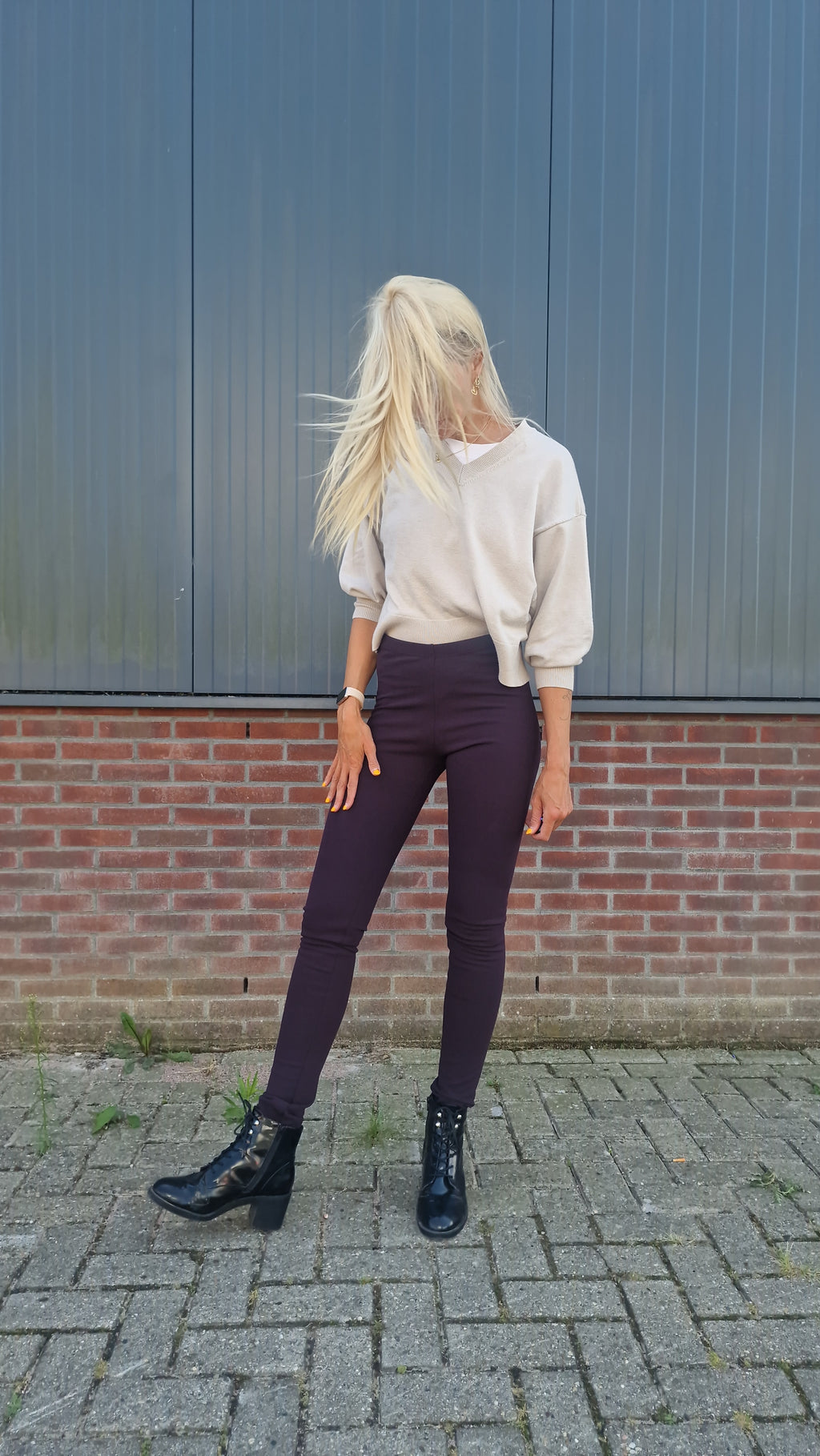 Legging aubergine fleece | tall | lengte 34 en 36