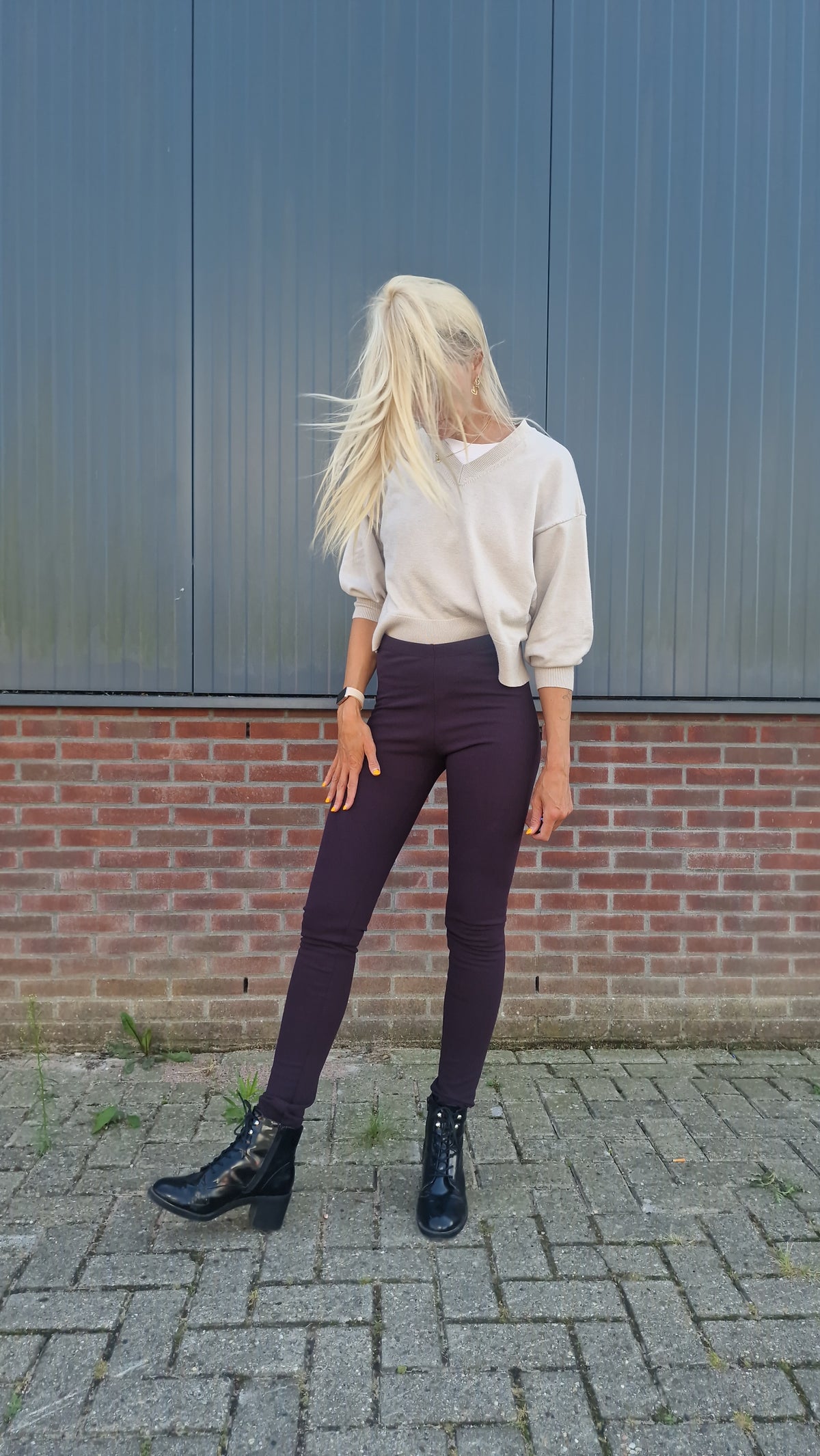 Legging aubergine fleece | tall | lengte 34 en 36