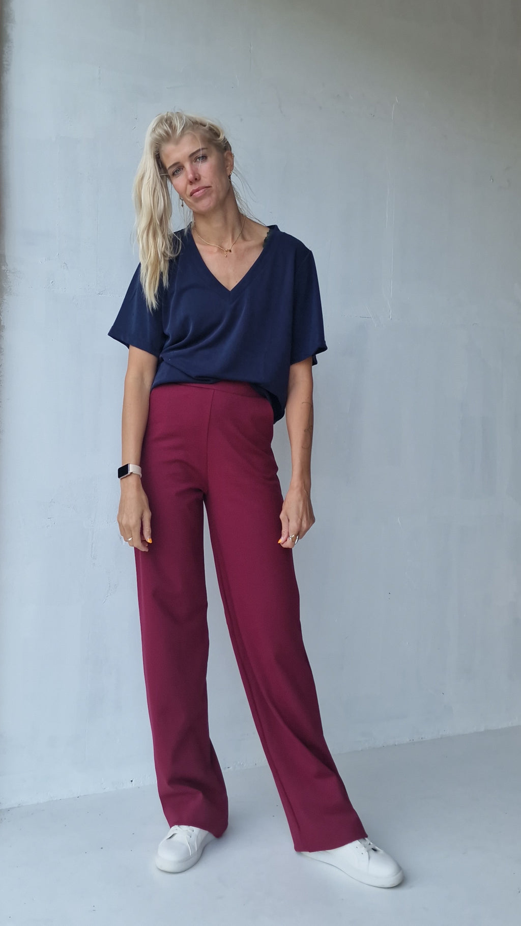Extra lange wide leg | bordeaux | tall | lengte 34 & 36